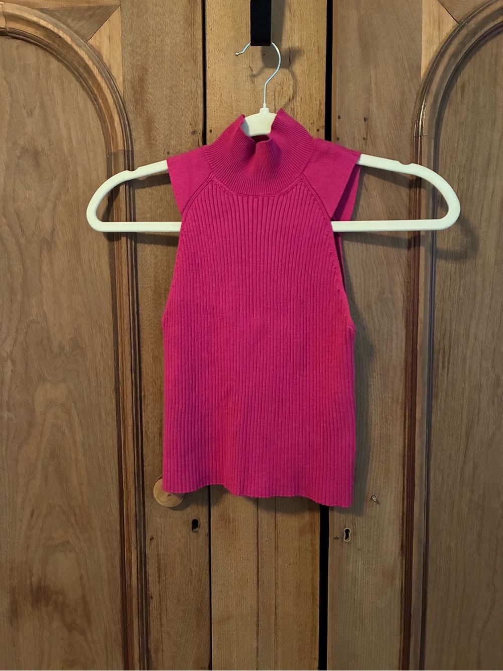 Dynamite Fuchsia Pink Ribbed Mock Neck Tank - Picture 2 of 3